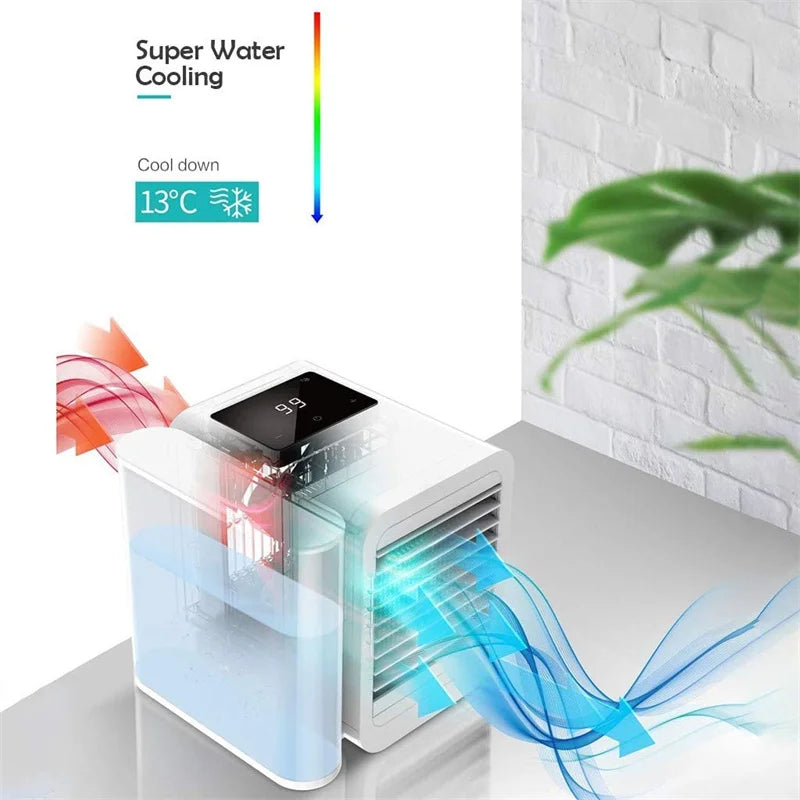 Microhoo Mini Air Conditioner Water Cooling Fan  3 In 1 Touch Screen Timing Artic Cooler Humidifier Desktop Fan For Home Fans