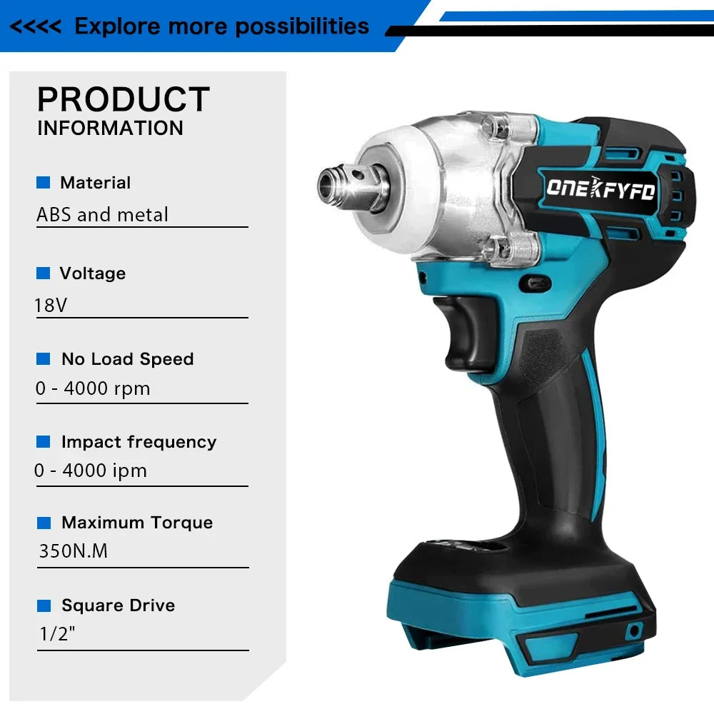 2 IN 1 Brushless Cordless Electric Impact Wrench 1/2 Inch + Cordless Impact Angle Grinder DIY Power Tools Without Battery