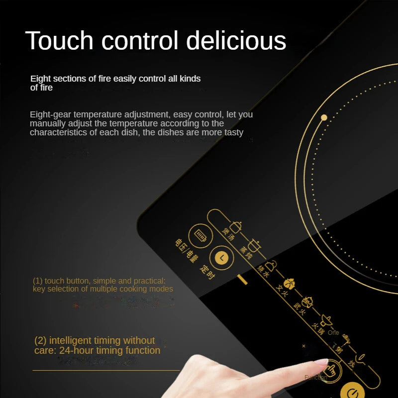 Induction Cooker Household Small Hot Pot Induction Cooker High-power Smart 8-speed Large Firepower 4D Waterproof Fast Heating