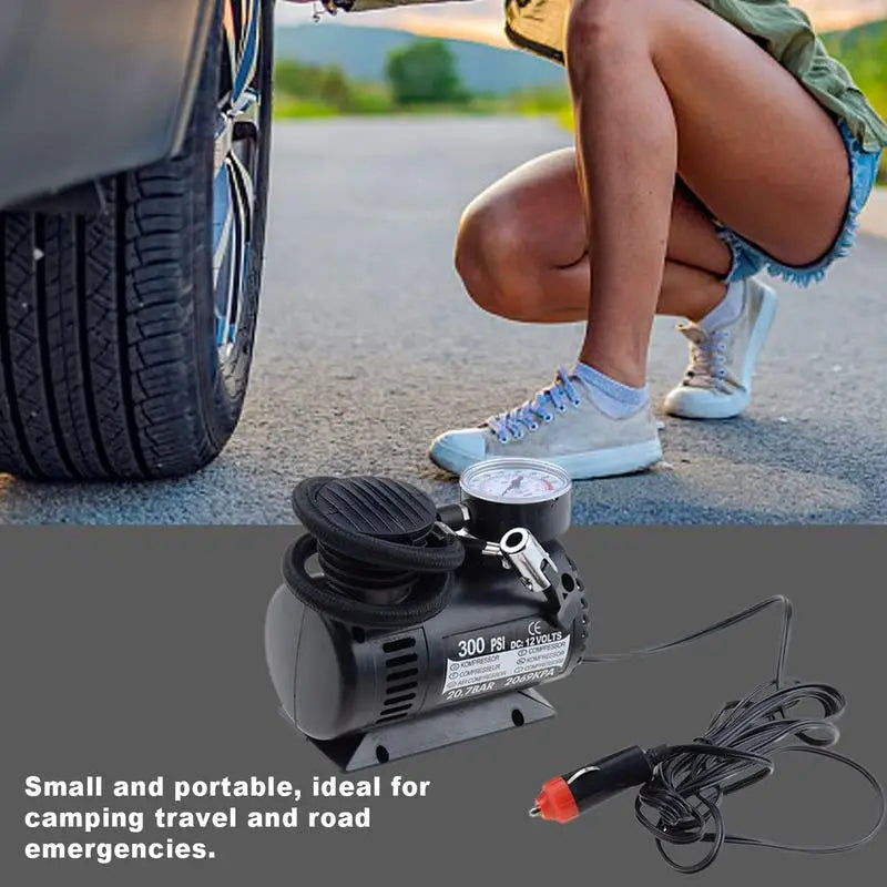 12V 300psi Portable Car Air Compressor Tire Inflator Pump Electric Pump Universal Auto Accessories Repair Tool Car Bicycle Tires