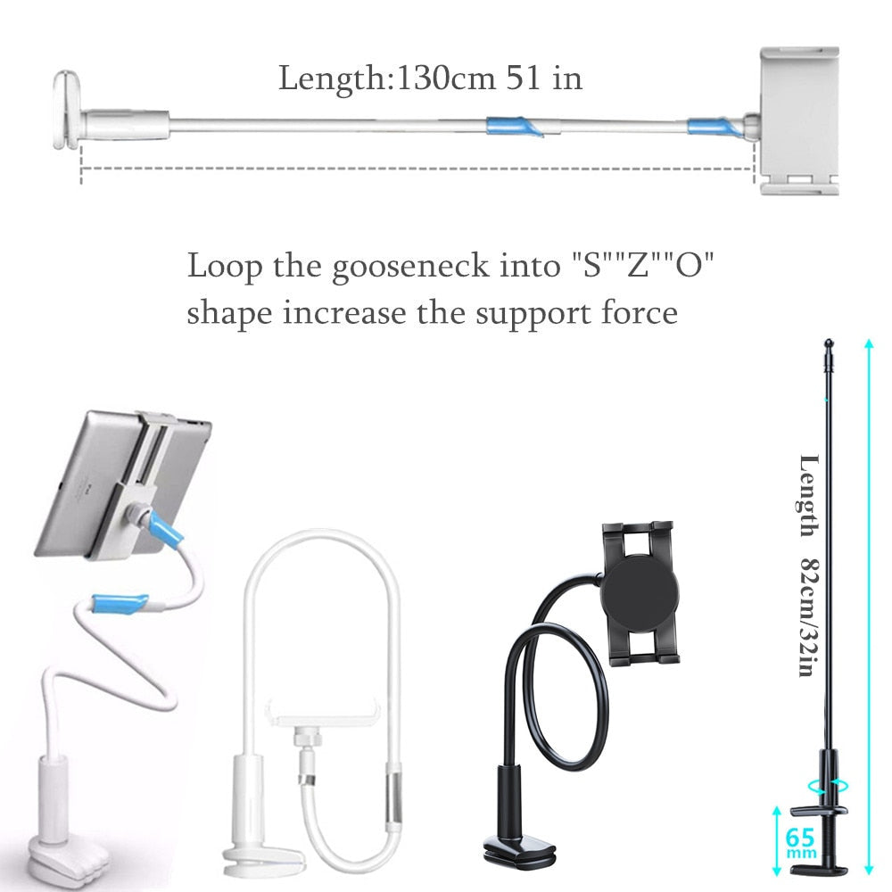Flexible Long Arm Tablet Stand Holder for iPad Air Pro Mini Galaxy Tab Xiaomi Lenovo 4.7-11" Clip Mount Bed Tablet Phone Holder