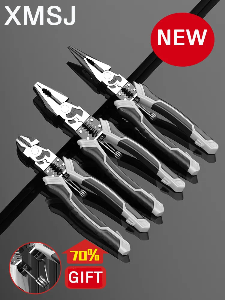 9 inch Multifunction Pliers Combination Pliers Stripper Crimper Cutter Heavy Duty Wire Pliers Diagonal Pliers Hand Tools Set