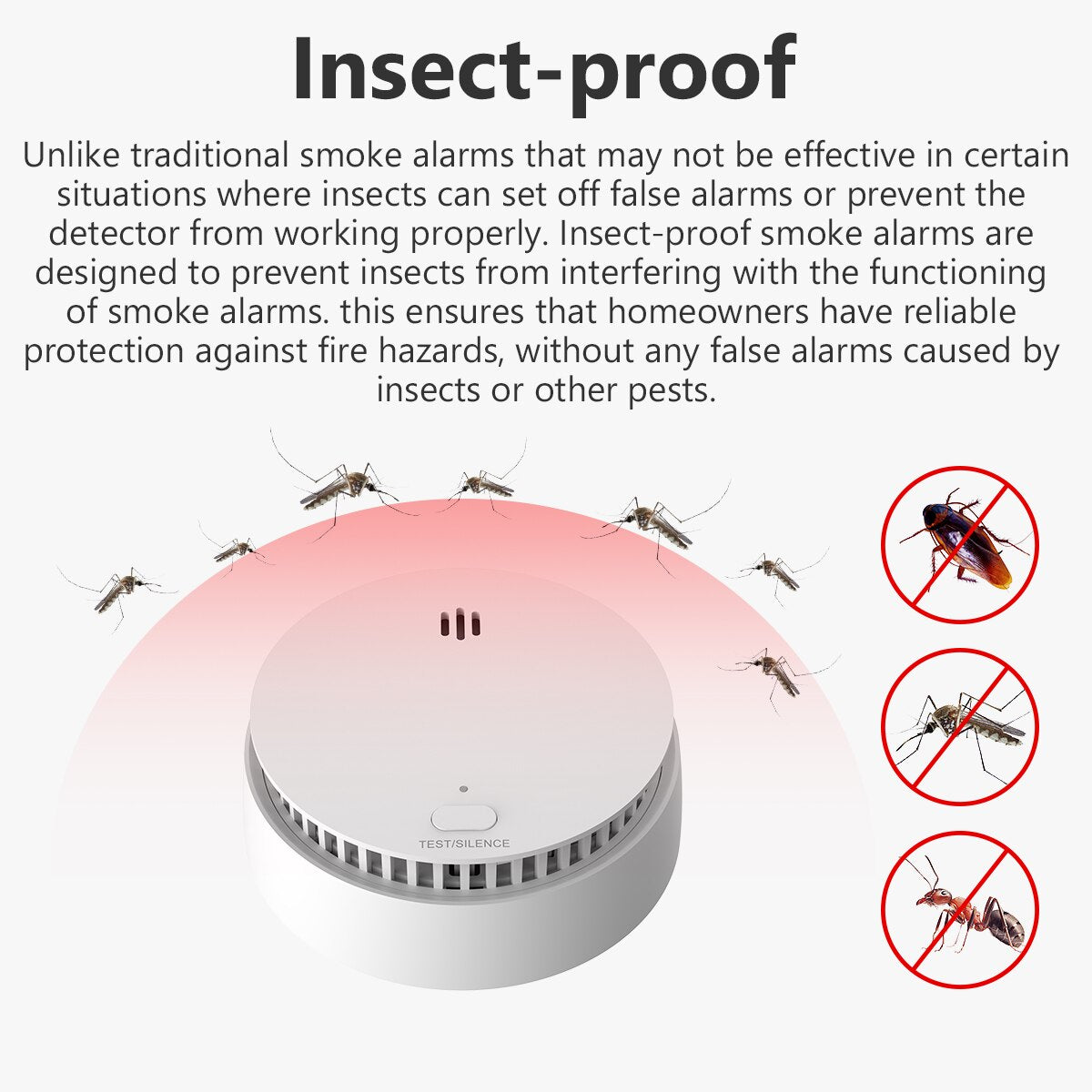 IMOU Standalone Smoke Alarm with 10 Year Lithium Battery Operated 85DB Buzzer Insect Water Wapor Proof