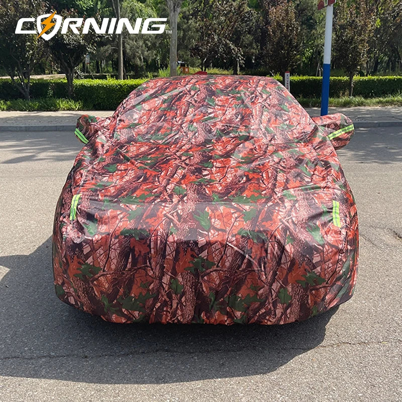 Maple Leaf Camouflage Cotton Car Cover Outdoor Waterproof Sun Auto Hail Winter Protection Frost Exterior Accessories Automobiles