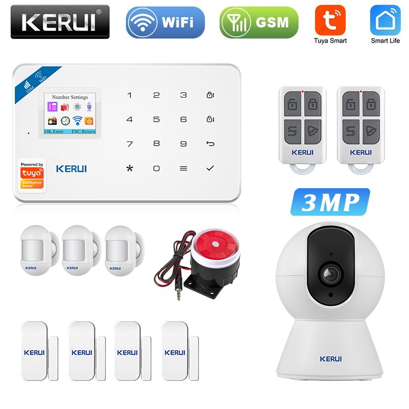 KERUI W181 Tuya Smart Home WIFI GSM Alarm System Burglar Home Security Alarm App Control Motion Sensor 6 Languages Garage alarm