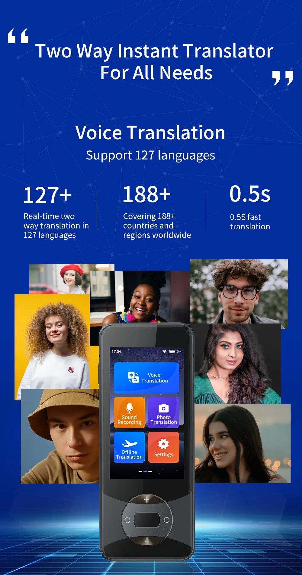 W10 Instant Voice Translator Language Translator In Real-time Smart Translator Supports 127 Online Languages Translation