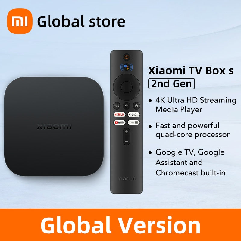 Global Version Xiaomi Mi TV Box S 2nd Gen 4K Ultra-HD Quad-core Processor Dolby Vision HDR10+ Google Assistant Smart TV Mi Box