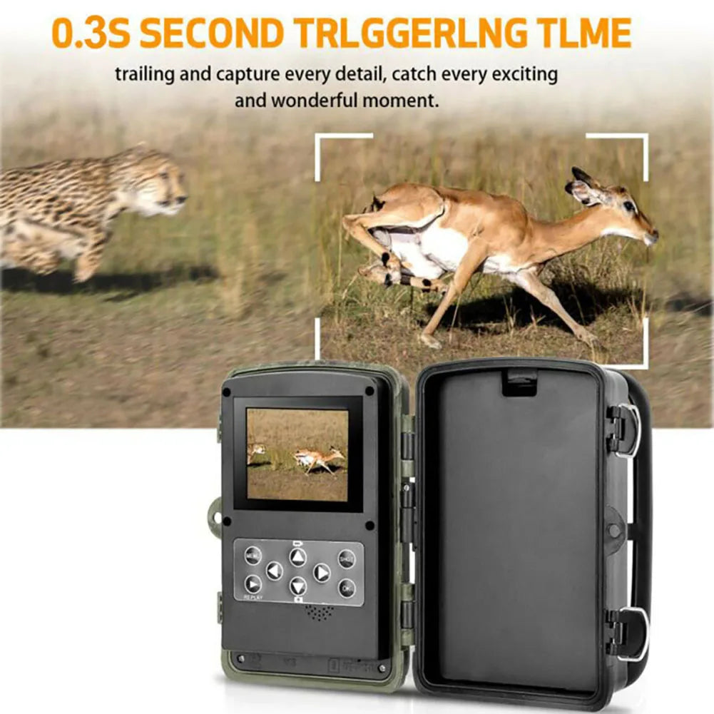 Trail Camera,120°Wide Angle Mini Hunting Game Camera with 0.3 Trigger Time and Night Vision Motion Activated