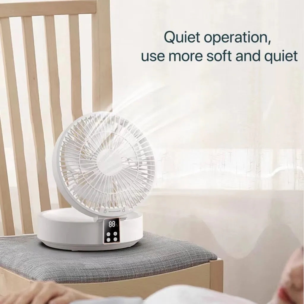 Fan With Remote Control 2023 Portable Wall-Hanging Rechargeable Usb Electric Folding Fan Nightlight Air Cooler Household