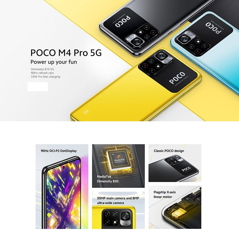 POCO M4 Pro 5G Global Version 4GB 64GB / 6GB 128GB Xiaomi Smartphone MTK Dimensity 810 90Hz 6.6" DotDisplay 33W Pro 5000mAh 50MP