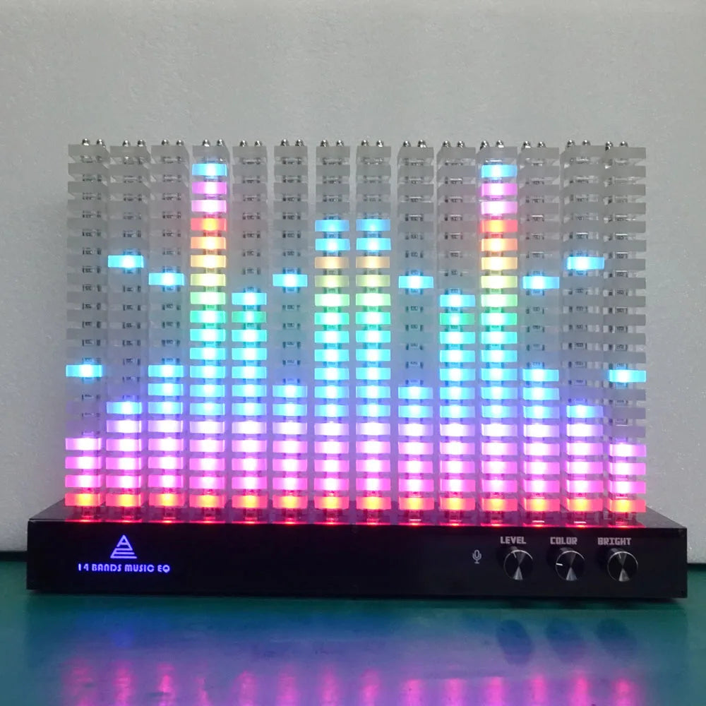 14 segment dual 7  spectrum analyzer liquid level indicator music  light LED acrylic lamp post VU