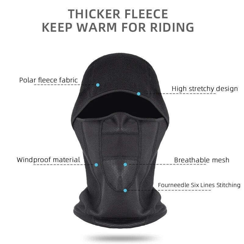 Keep Warm Balaclava Winter Motorcycle Bike Helmet Inner Cap Women Men's Cycling Skiing Face Mask Full Face Thermal Windproof Hat