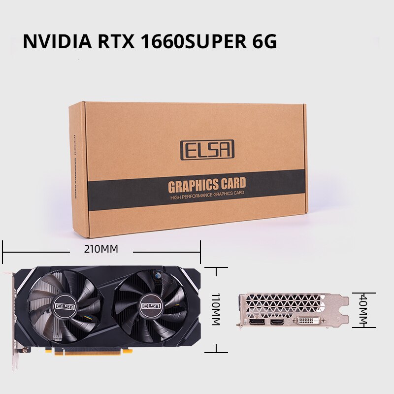 ELSA GTX 1660 Super 6GB 192Bit GAMING Video Cards GTX 1660s 6G GPU Graphics Card