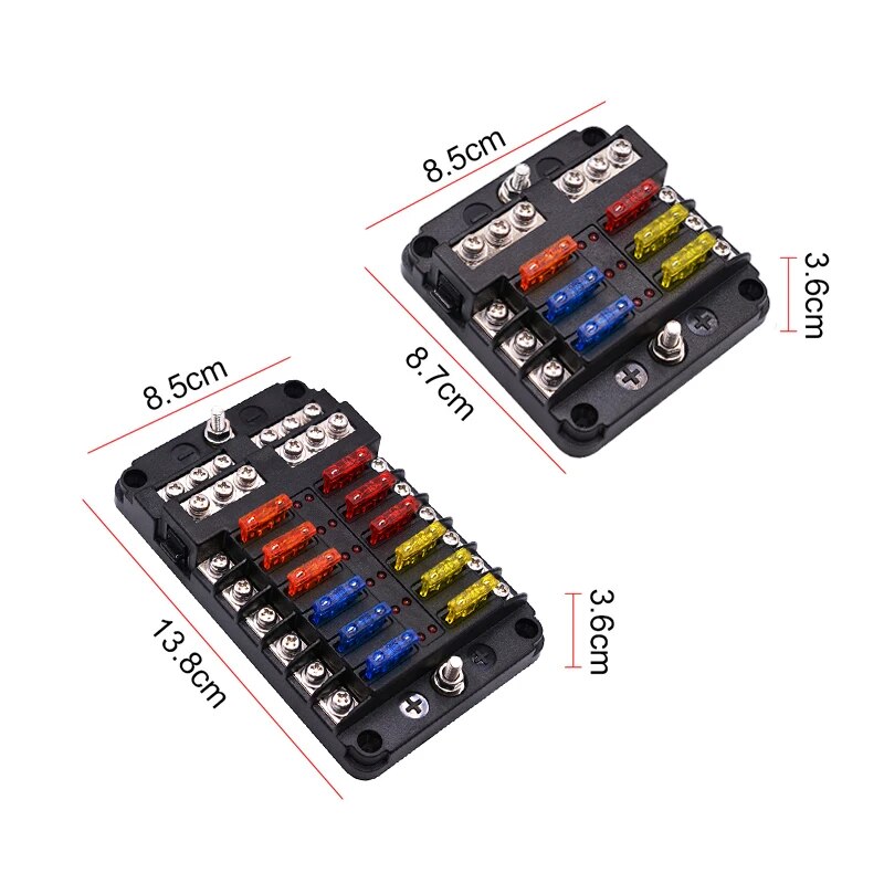 12V 32V Power Distribution Panel LED Warning Indicator Car Boat Fuse Box Holder With Plastic Cover