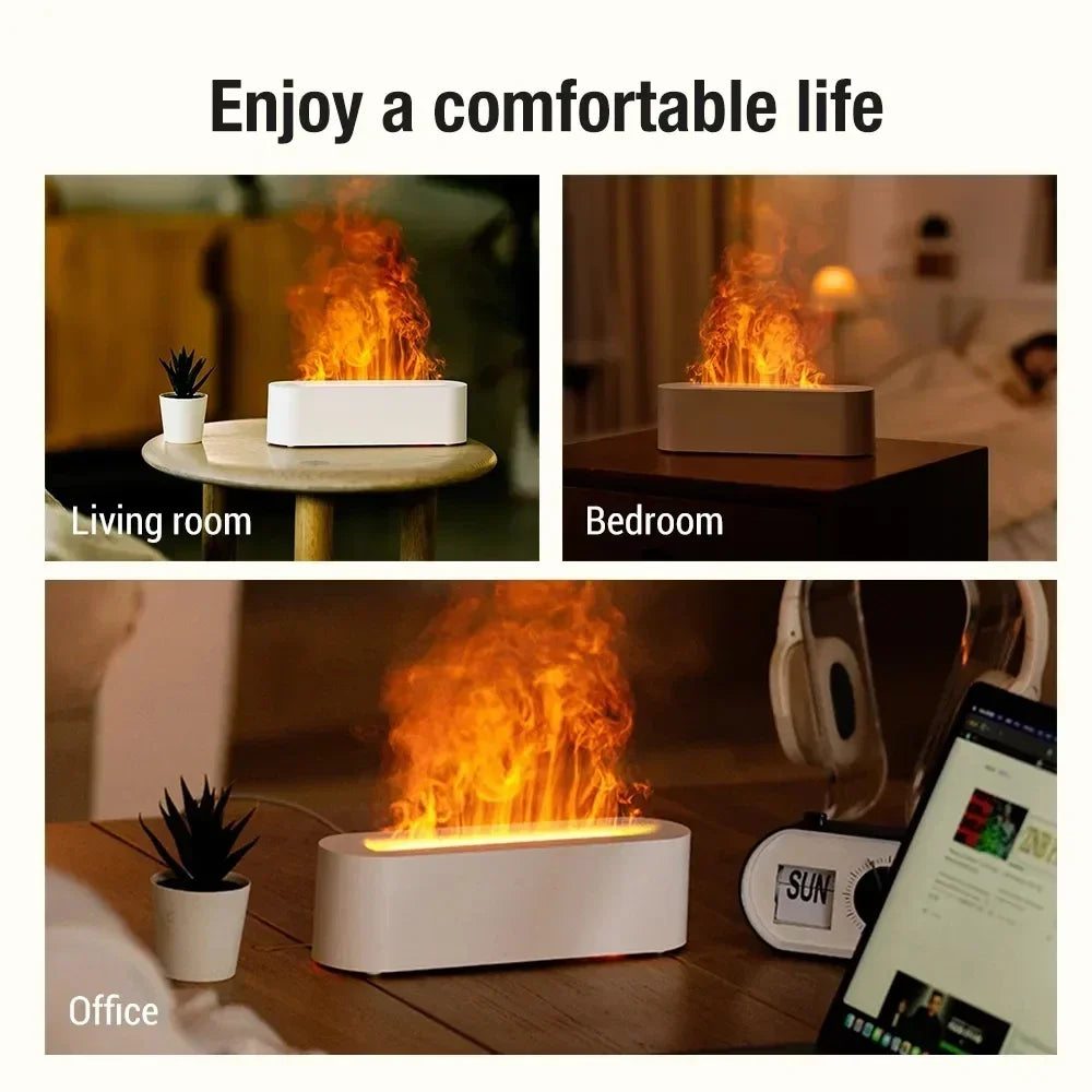 7Colors Lava Flame Humidifier Aroma Diffuser Flame Air Humidifier Ultrasonic Cool Mist Maker Fogger Led Essential Oil Diffuser