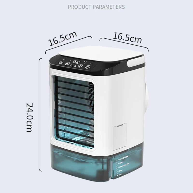 Portable Desktop Air Conditioner Fan Dual Spray Ultrasonic Atomization 3-Speed Mute Air Cooler Night Light Electric Fan for Home