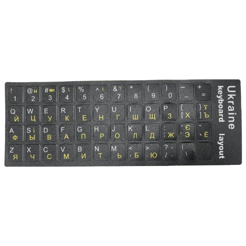 Ukraine Language Ukrainian Keyboard Sticker  Durable Alphabet Black Background White Letters for Universal PC Laptop