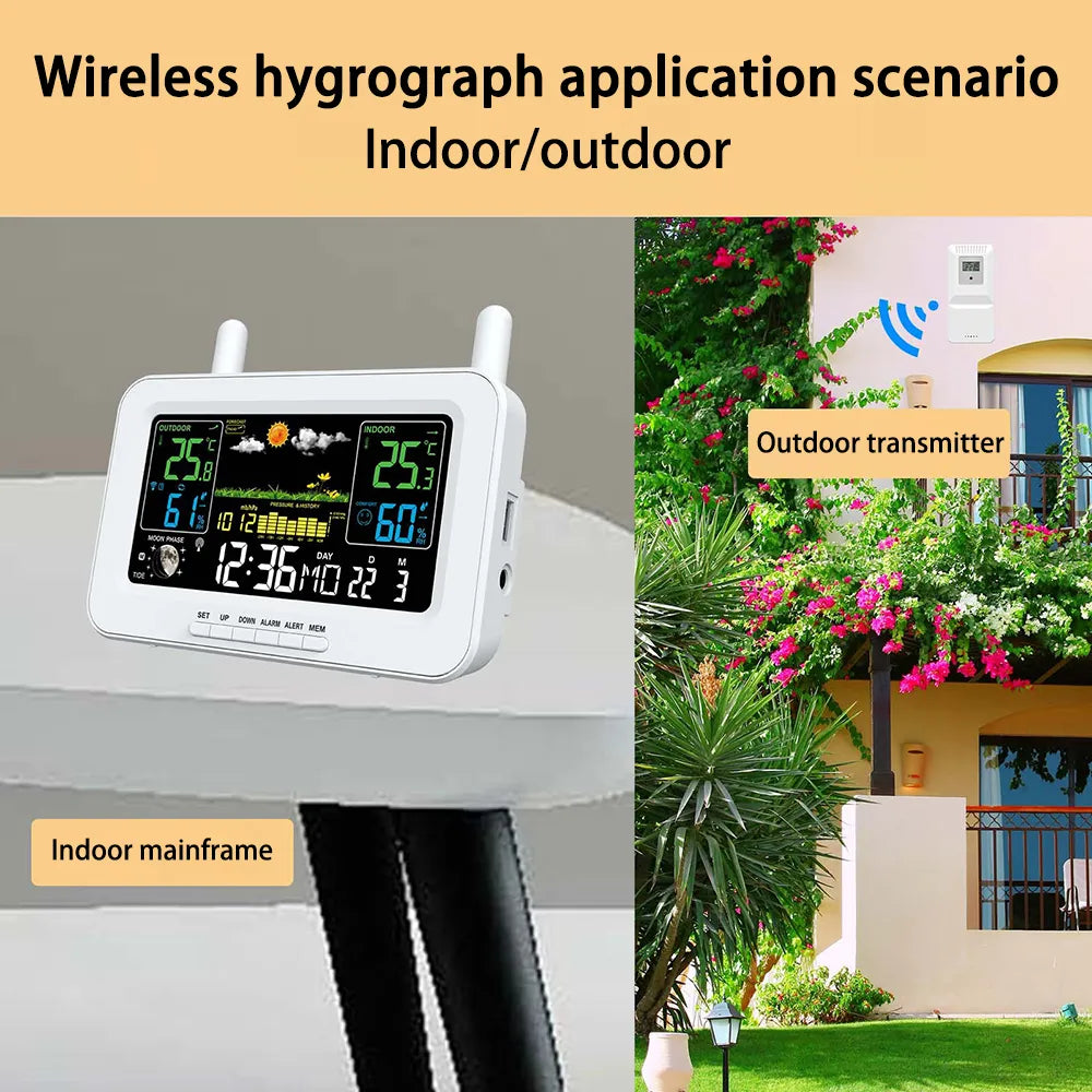Wifi Wireless Thermometer Hygrometer Indoor Outdoor APP Control Weather Station Clock Digital Temperature Humidity Monitor