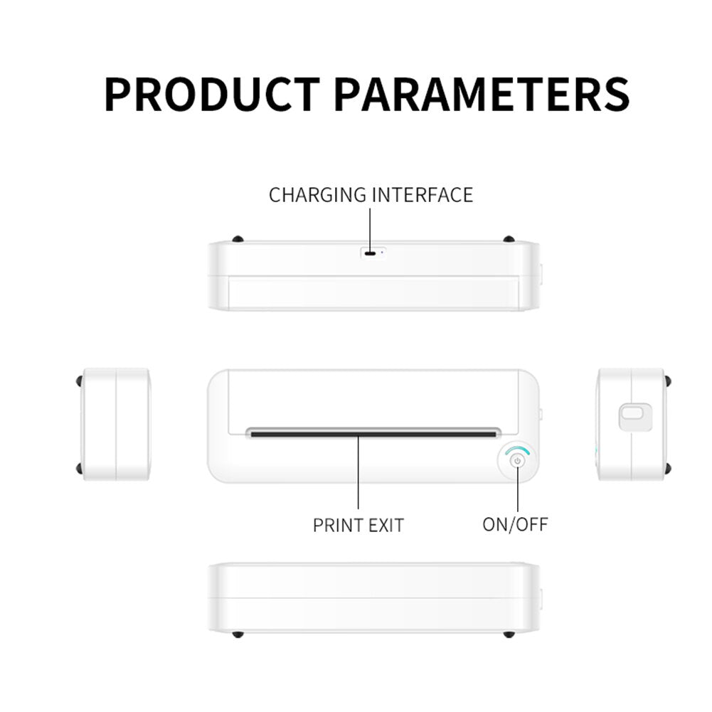 A40 Portable Thermal Printer A4 Paper Photo Printer USB Bluetooth Direct Transfer Wireless Mobile Phone Printer for IOS Android