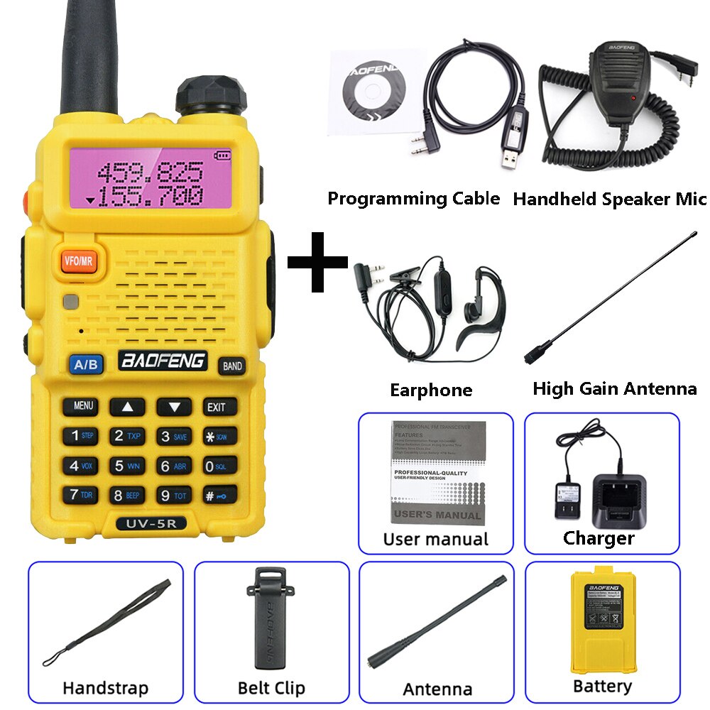 BaoFeng UV 5R Walkie-Talkie Portable FM cb Radio Stations Transceiver Wireless Set Dualband Long Range Two Way Radio For Hunting