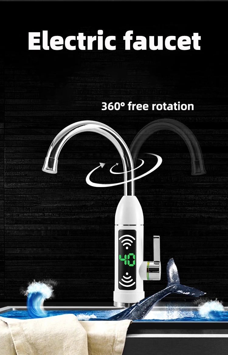 Electric Water Heater Bathroom Kitchen Instant Hot Water Tap Faucet Tankless Instant Hot Water Faucet 3000W 3S Fast heat