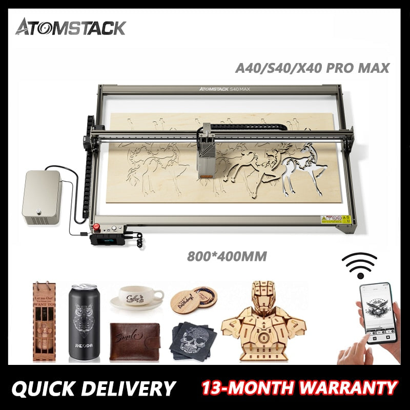 ATOMSTACK S40 X40 Pro Max 210W Laser Cutting Machine with Power Adjustment 24W/48W with Air Assist CNC Metal Router for Cutting