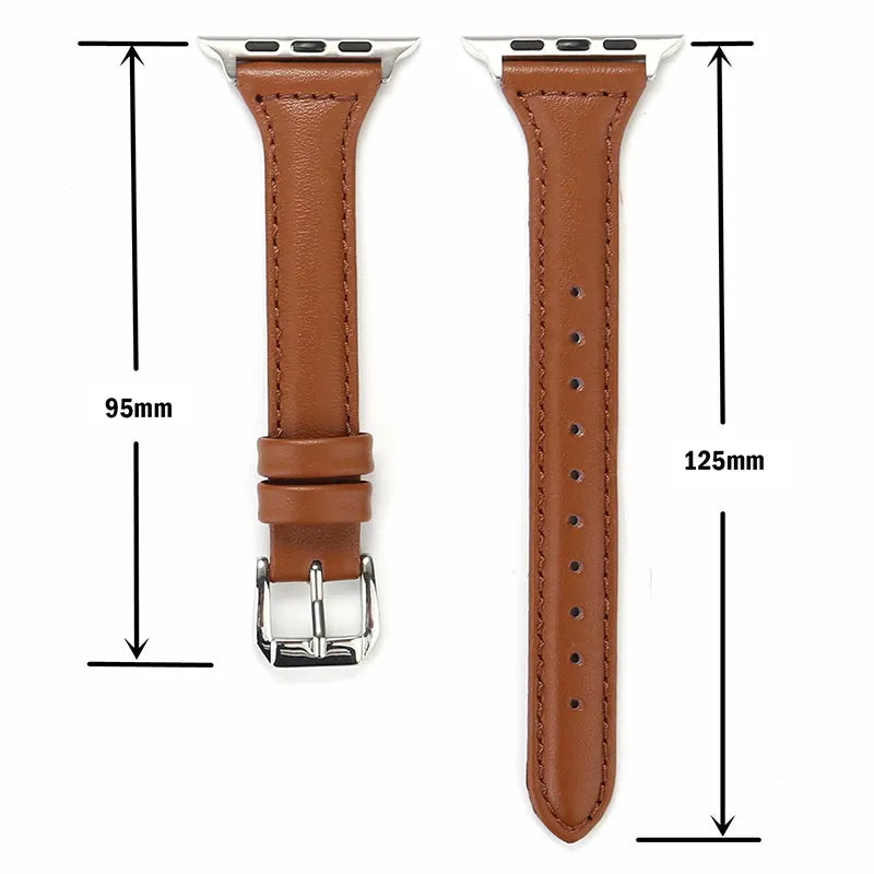 Leather Strap apple watch band 40mm 44mm 41mm 38mm 42 45 mm correas Slim Wristband braceletes iwatch series 8 ultra 7 6 5 4 3 se