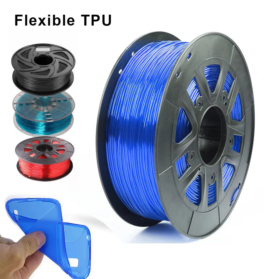 TPU 3D Printer Filament Flexible 1.75mm 250G Sublimation Plastic Filaments 95A 3D Printing Materials Black Transparent Red Blue