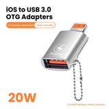 20W Fast Charging OTG Adapter For iPhone 14 13 12 iPad Tablet U Disk Lightning Male to USB 3.0 Female Adapter Converter For IOS