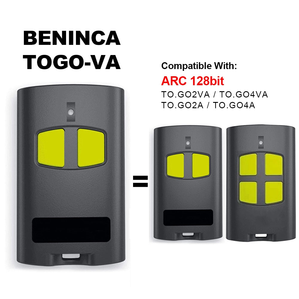BENINCA TO.GO-WV TO.GO-VA Garage Remote Control BENINCA TOGO WV TO.GO 2VA Gate Door Opener 433,92Mhz Rolling Code