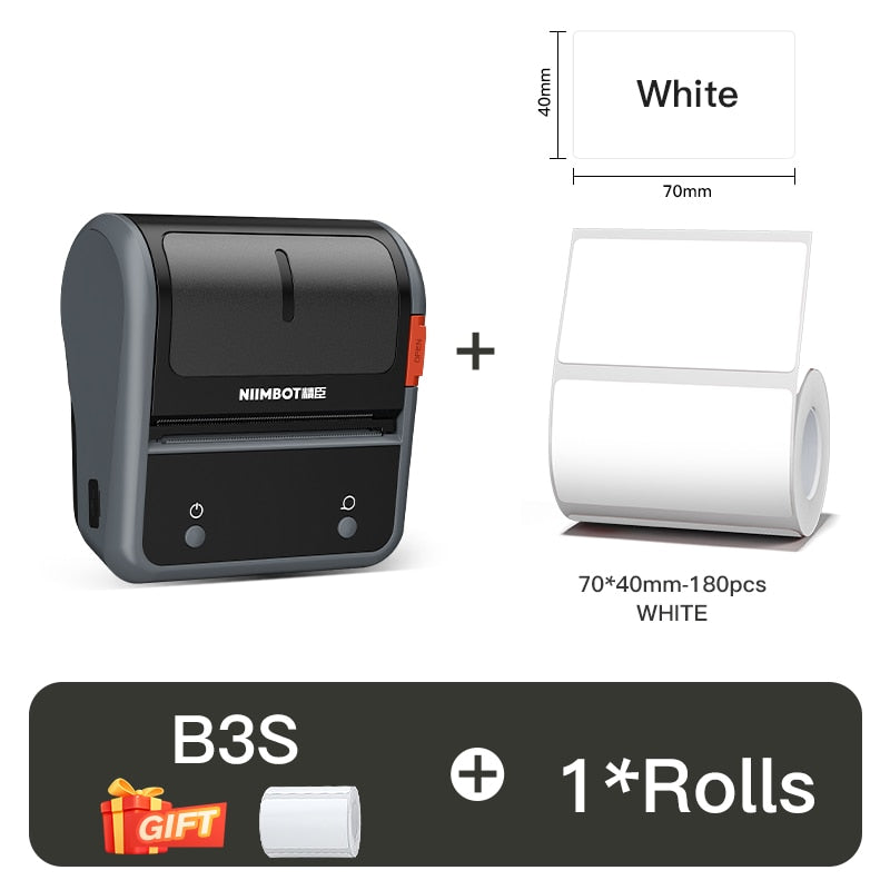 NIIMBOT B3S Barcode Thermal Label Printer Wireless Sticker Maker Pocket Label Maker for Clothing Jewelry Mailing Commercial