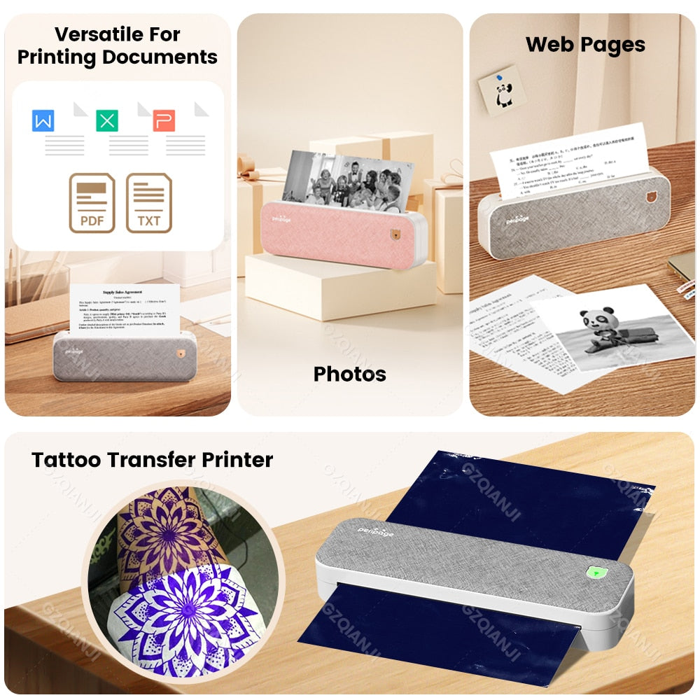 PeriPage A4 Portable Printer Bluetooth Wireless Thermal Label Printer Tattoo Transfer Paper Printing impresora termica tattoo