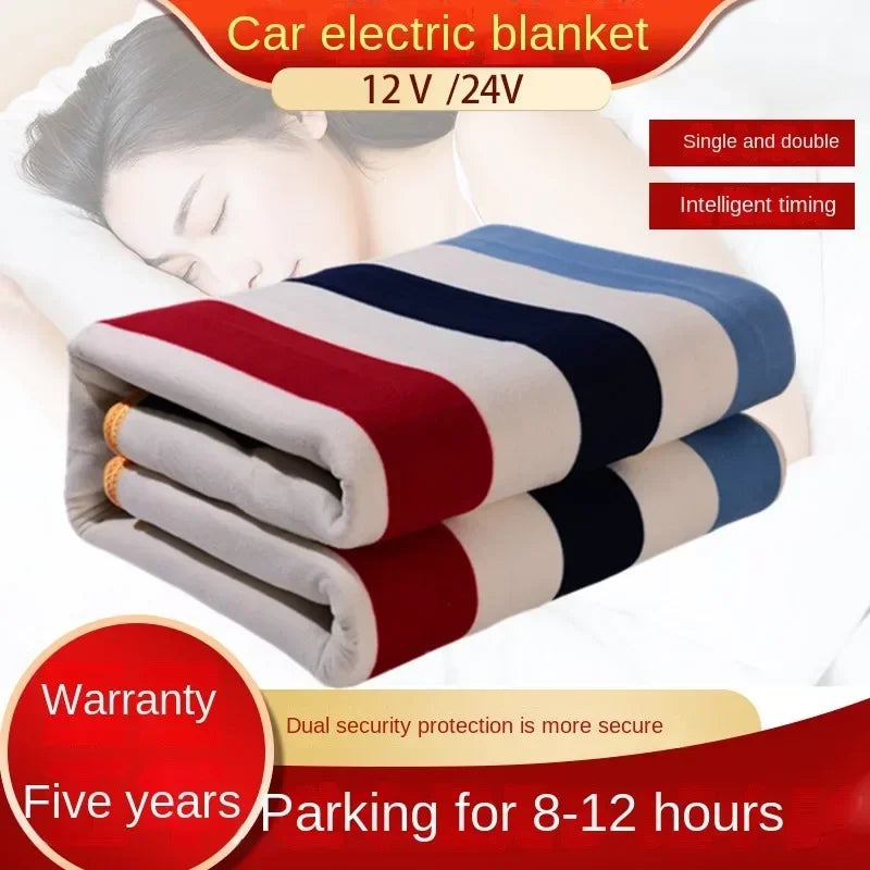 12/24V Car Electric Heated Blanket Mat Thicker Warmer Heater Winter Car Electric Blanket Heating Travel Blankets For RV SUVs