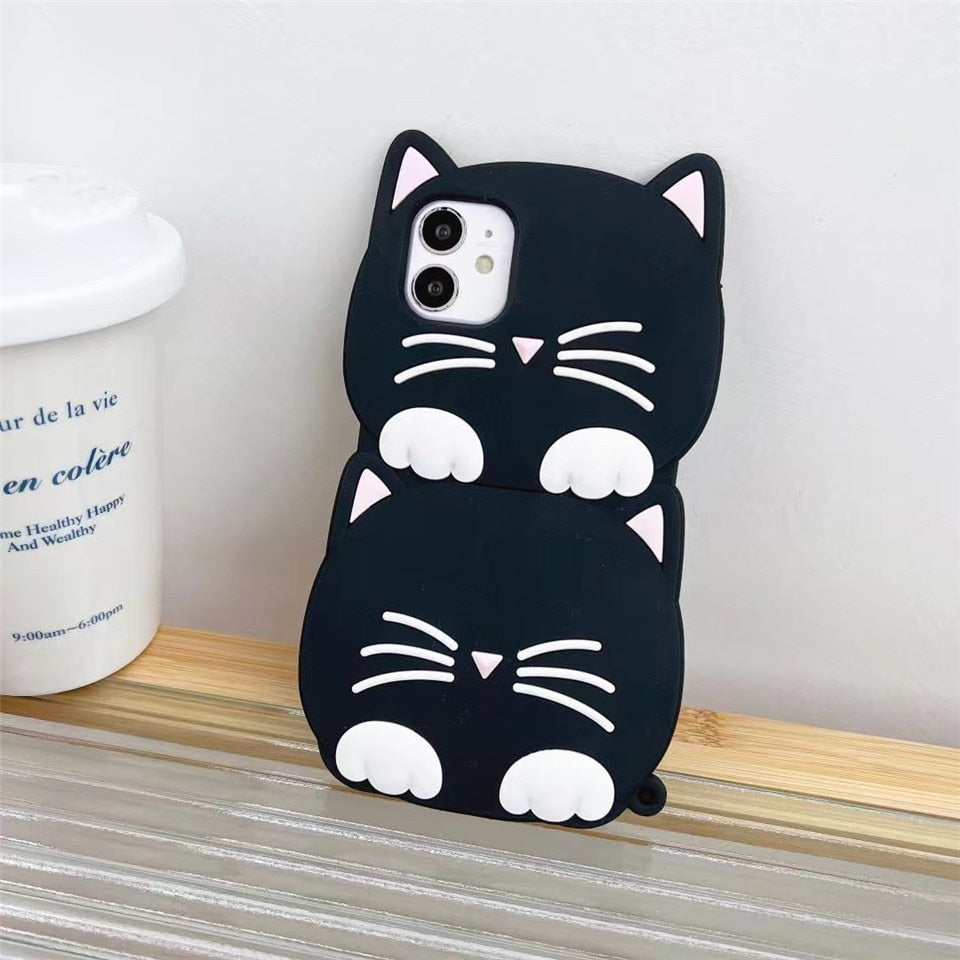 3D Cartoon Cute Cat Ear Case for Samsung Galaxy A53 A33 A71 A51 A31 A02 A52 A10S A13 A12 J6 J4 Plus Silicone cat phone case