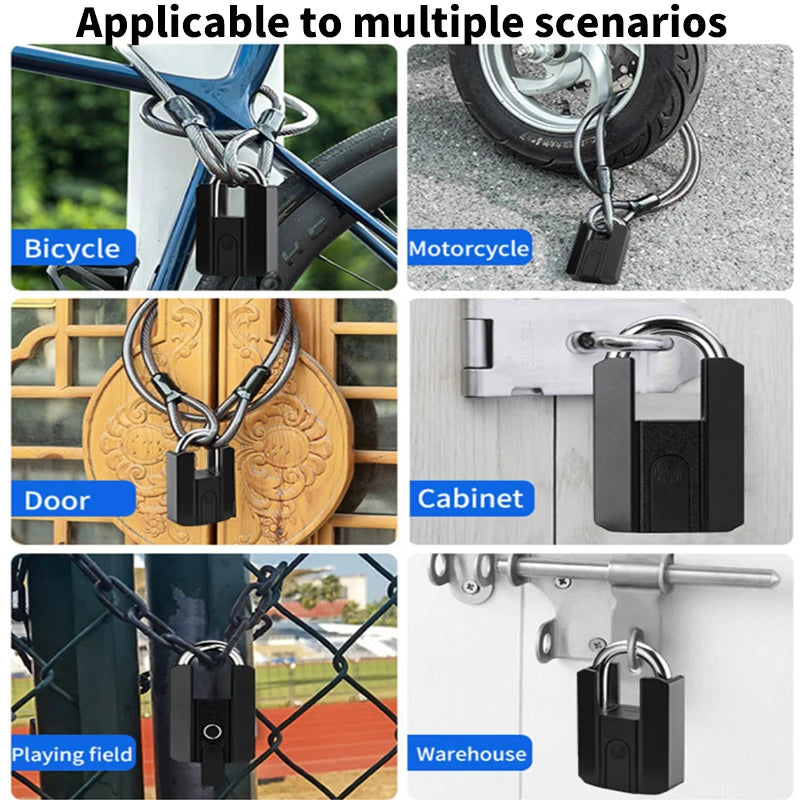 TTLock Bluetooth APP Smart Padlock Fingerprint Lock IP67 Waterproof Type-C Rechargeable APP Remote Unlock Cabinet Door Lock