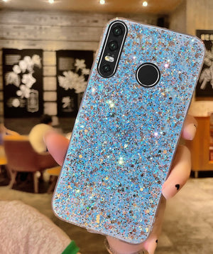 Shiny Glitter Silicone Case for Huawei P40 P30 P20 Lite Pro Y9 Prime Y7 Y6 2019 Y7P Y6P Gold Silver Foil Coque Soft Back Cover