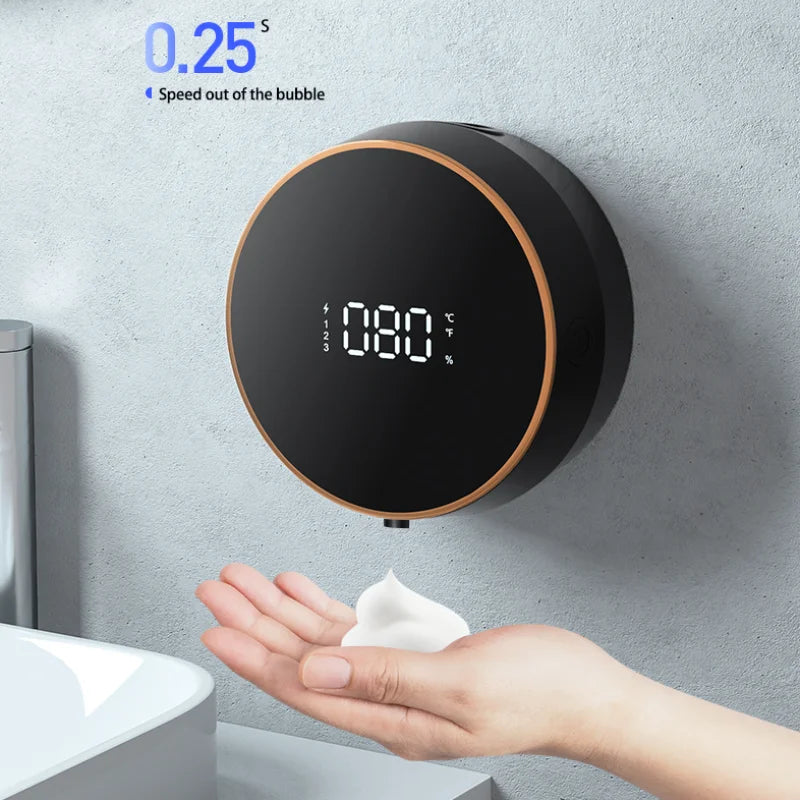 Touchless Automatic Sensor Soap Dispenser Foam Type-C Charging Smart Induction Hand Washer with Temperature Digital Display