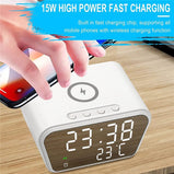 Wireless Charger Pad LED Digital Alarm Clock Desktop Temperature Phone Chargers Stand 15W Fast Wireless Charging Dock Station