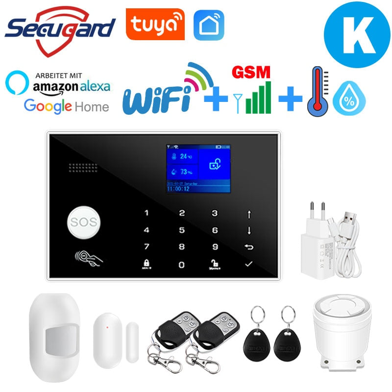 WiFi GSM Alarm System Tuya Smart Home TFT Screen RFID APP Touch Keyboard House Burglar Security Alarm Support Voice Switching