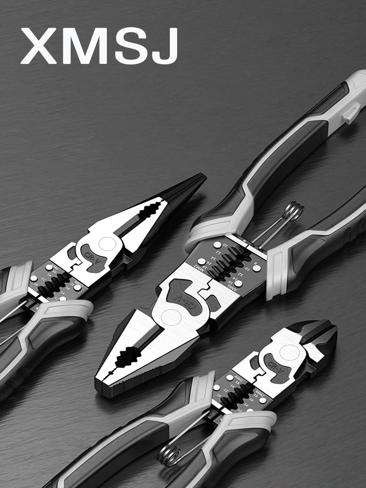 9 inch Multifunction Pliers Combination Pliers Stripper Crimper Cutter Heavy Duty Wire Pliers Diagonal Pliers Hand Tools Set