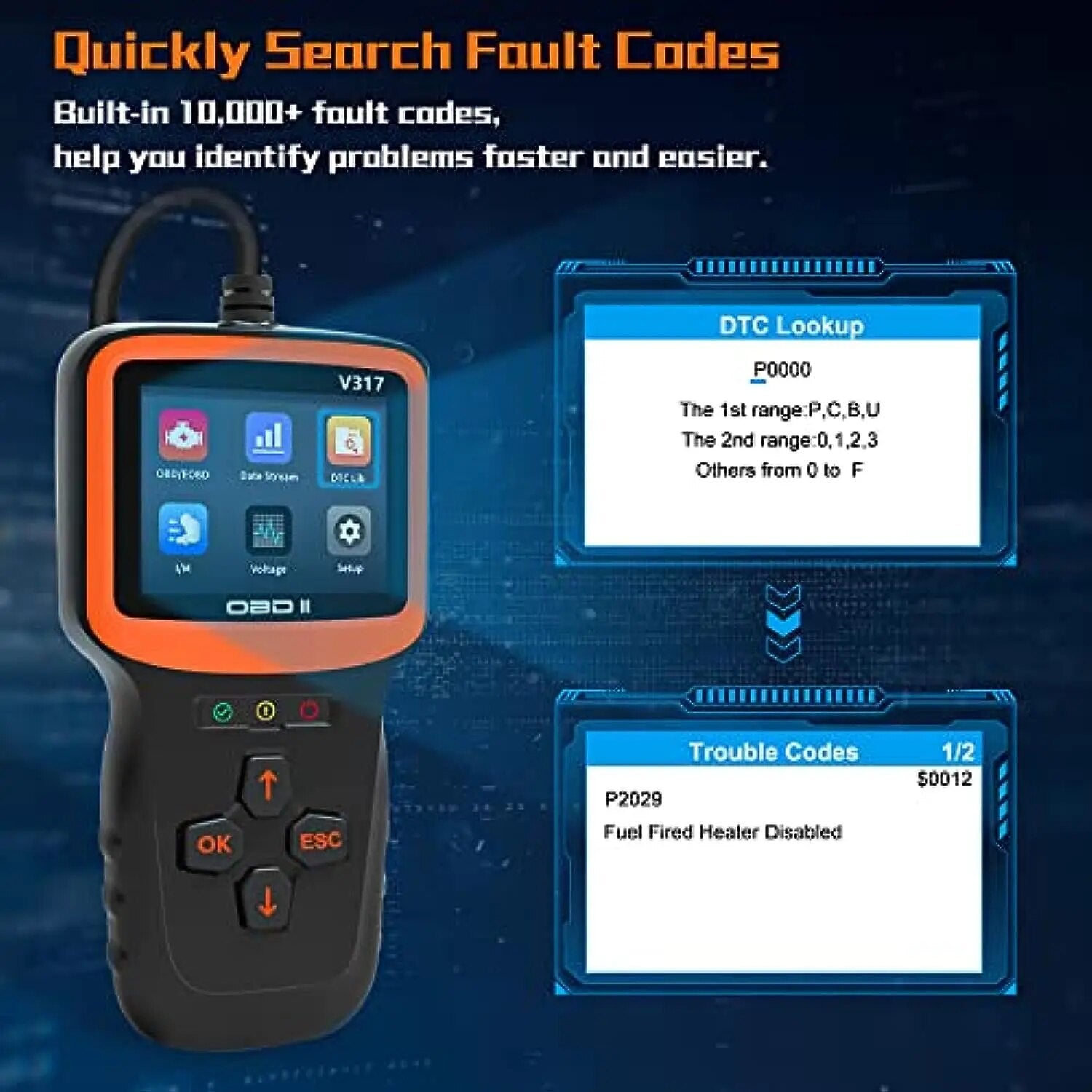 Scanner Auto Check Car Engine Clear Fault Code Reader Automotive Diagnostic Scan Tester Tools Kit Color Screen