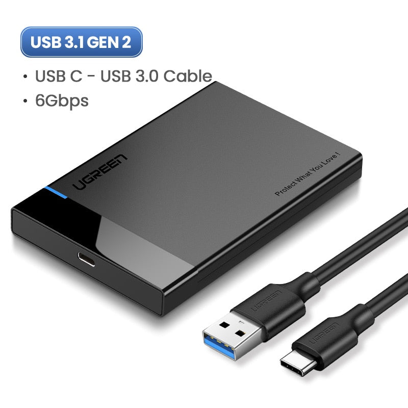 Ugreen 2.5 HDD SSD Case SATA to USB 3.1 Adapter Case HD External Hard Drive Enclosure Box for Disk HDD Type USB C Enclosure UASP