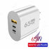 65W PD USB C Charger Quick Charge 3.0 Type C Fast Charging Adapter For iPhone 14 Pro Xiaomi Samgsung Portable Wall Phone Charger