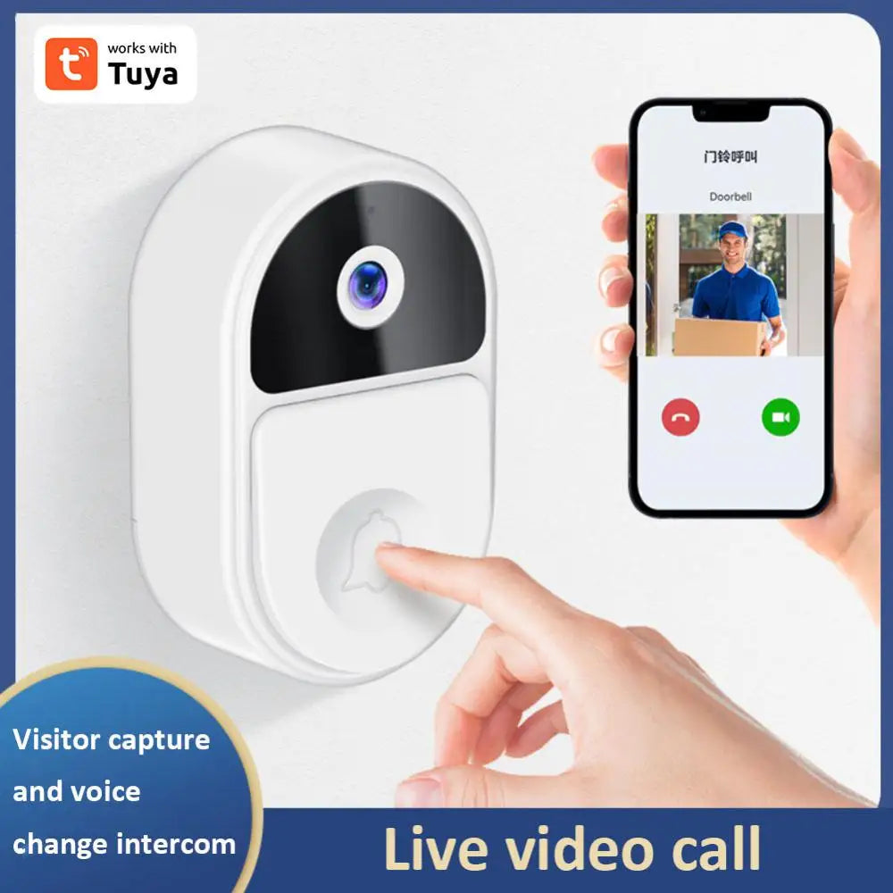 1~5PCS Tuya Wifi Door Bell Tuya Smart Video Intercom Door Bell 1080p Ip65  Waterproof Wireless Real Time Intercom Camera Video