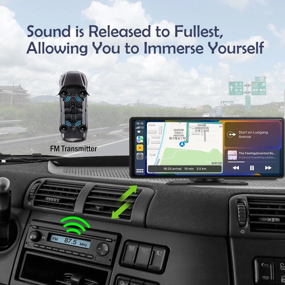 Carplay Wireless Monitor 10.26'' Android Auto Touch Display For Car Truck Camera Reversing USB DVR Input Bluetooth MP5 Player