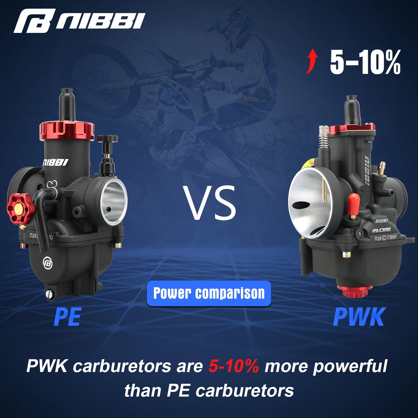 NIBBI 2T 4T Carburetor PWK24/26/28/30/32/34/36/38/40mm Motorcycle Carb with Carb Jets for YAMAHA KAWASAKI SUZUKI Dirt Bike