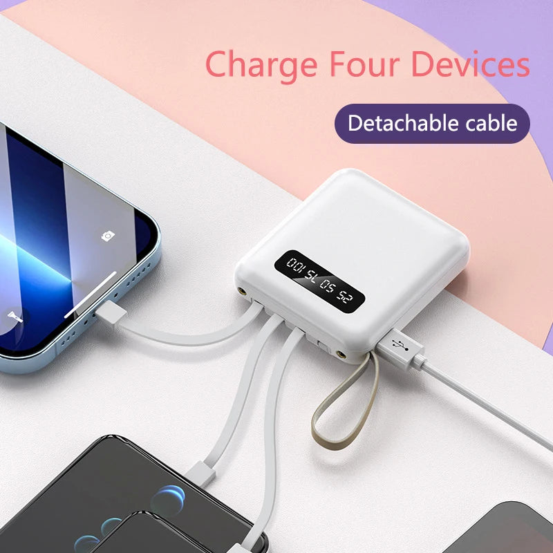 Lenovo 4-in-1 Power Bank 30000mah Mini Fast Charging With 4 Cable Mobile External Battery Charger For Iphone Samsung Xiaomi