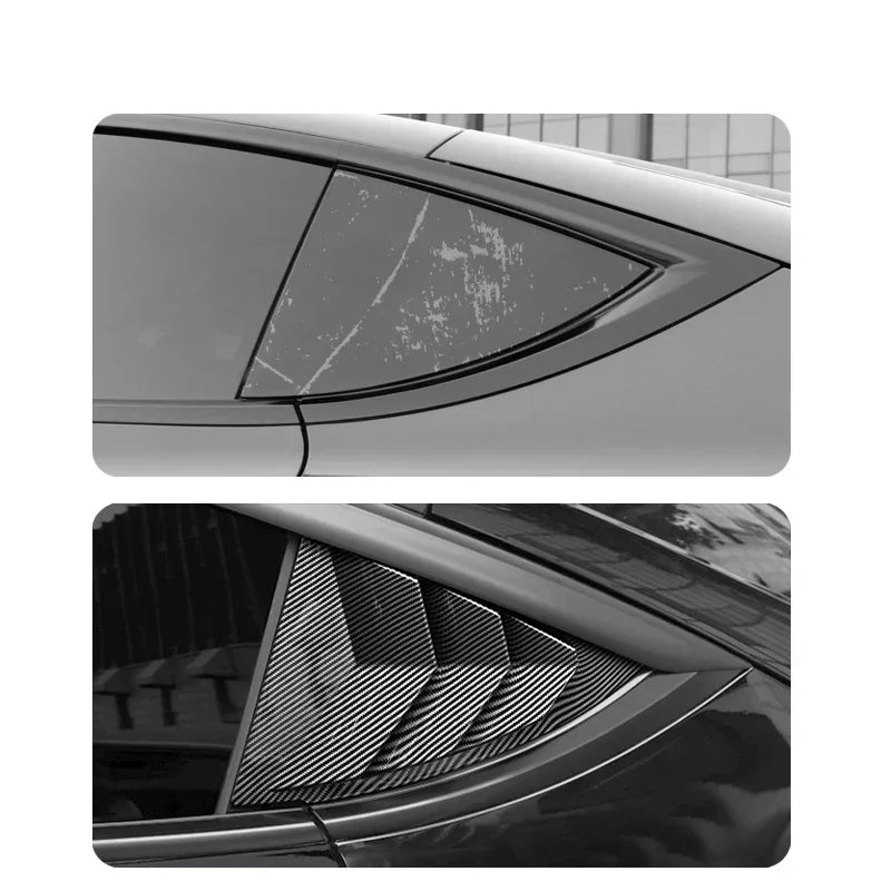 Decoration Modification Accessory For Tesla Model 3 Y Rear Triangular Carbon Fiber Pattern Bright Patch Tesla 2021-2023 Exterior