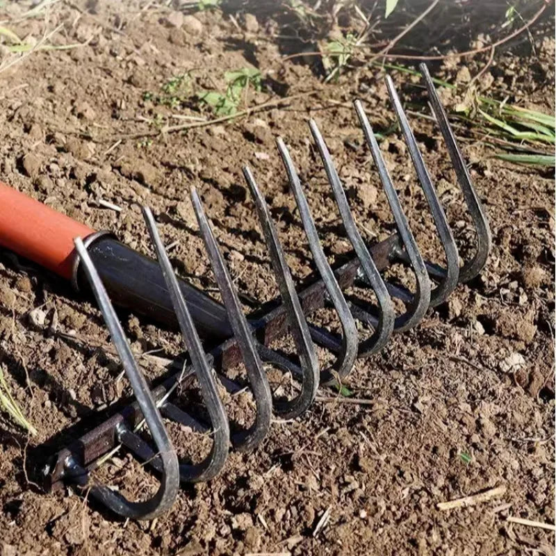 Strong and durable ninetooth rake manganese steel multifunctional garden tool