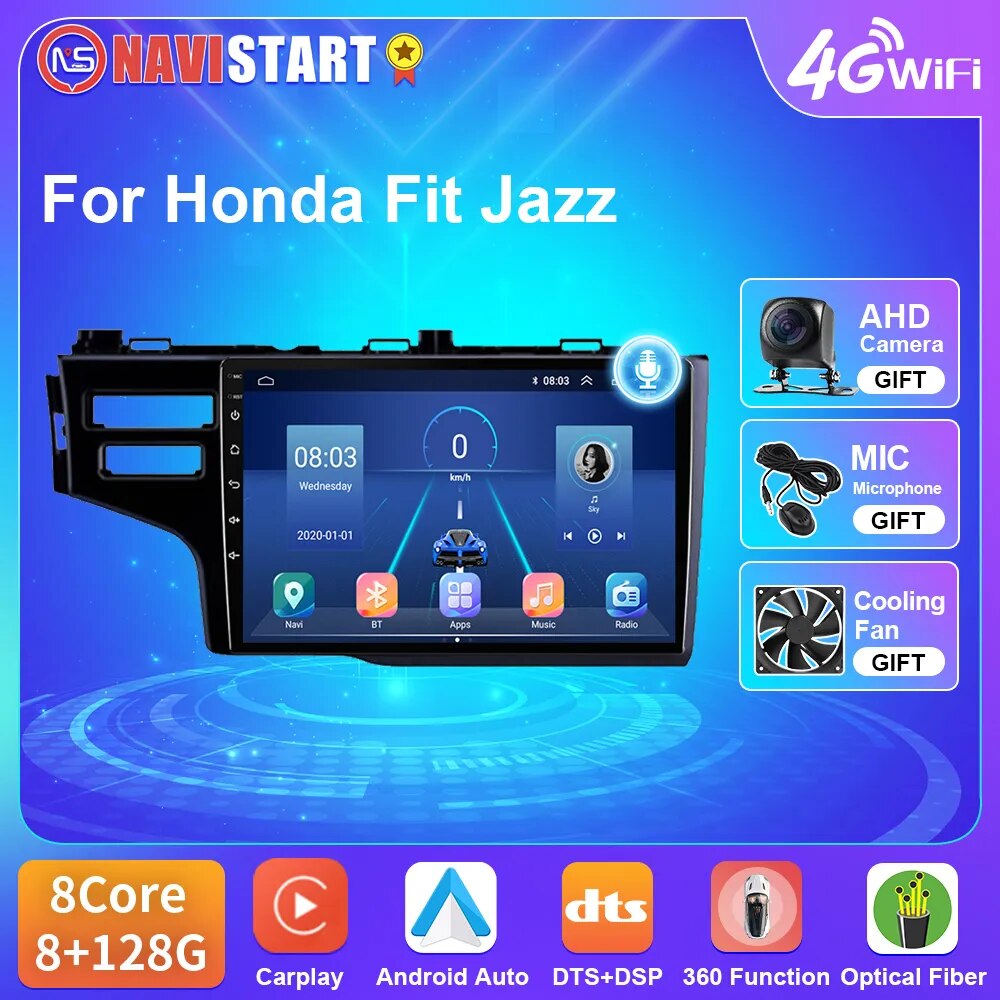 NAVISTART 2din Radio Android For Honda Fit Jazz 2014 2015 2016 2017 Car Radio Multimedia Video Player Navigation GPS Stereo